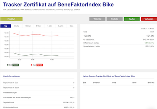 »BeneFaktor Zertifikat Bike« an der Frankfurter Börse.